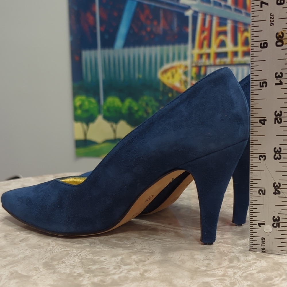 Rare Vintage St. John Blue Suede Heels Size 6.5 - Picture 6 of 7